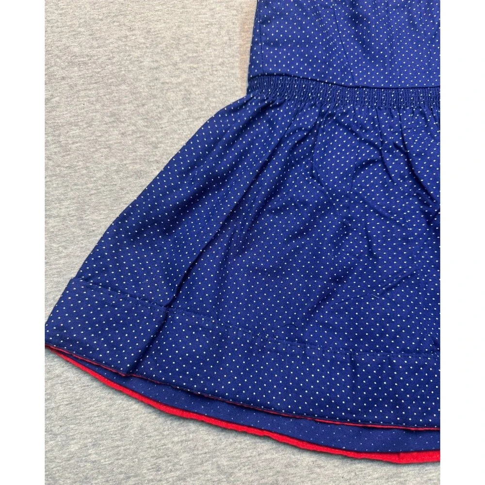 Vintage 1980s Zechner Dirndl Girls Dress Blue Polka Dot German Austrian 20